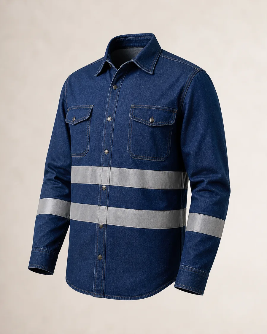 Referencia visual de camisa de trabajo con cinta reflejante